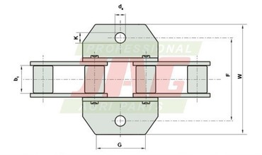 Цепь наклонной камеры 38.4V2K1J3A через 5 звеньев Rollon Solid - не усиленная