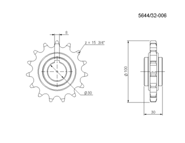 Звездочка Z15 приводного редуктора 5644/32-006 - Аnnа Z644, Karlik Z642