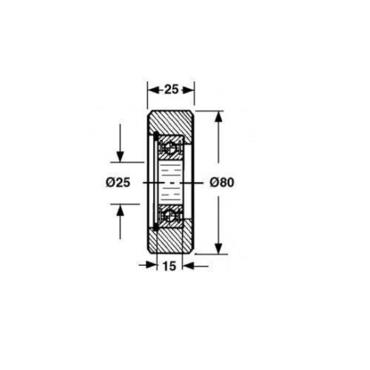 Ролик пластины поршня 58.121 толкателя Welger AP 52, AP 42 - 25x80x25мм.